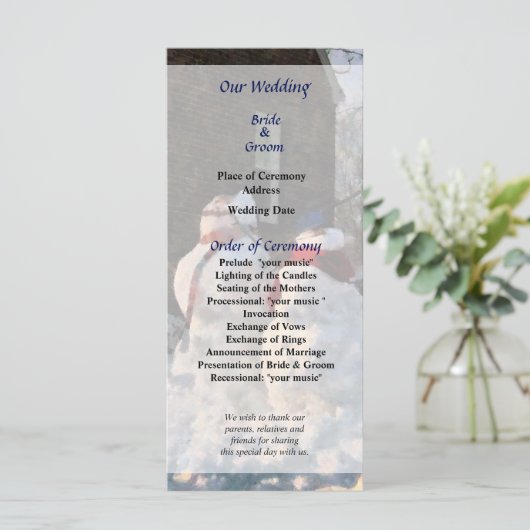 Snow Couple Wedding Program Programm (Stehend Vorderseite)