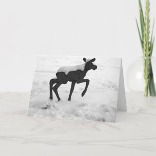 Snow Covered Baby Moose Feiertagskarte
