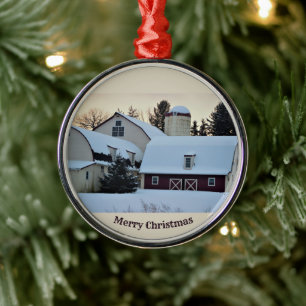 Snow Covered Barn Ornament Aus Metall