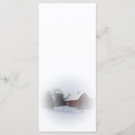 Snow Covered Barn und Silo Winter Wedding Programm (Vorderseite)