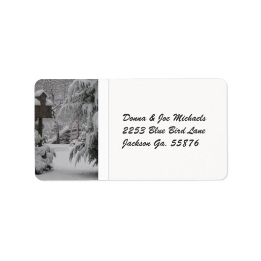 Snow Covered Birdhouse Adressaufkleber (Vorne)