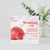 Snow Covered Christmas Baubles Einladung (Stehend Vorderseite)