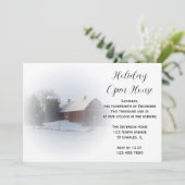 Snow Covered Country Holiday Open House Party Einladung (Stehend Vorderseite)