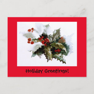 Snow Covered Holly Postcard Postkarte
