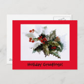 Snow Covered Holly Postcard Postkarte (Vorne/Hinten)