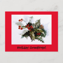 Snow Covered Holly Postcard Postkarte