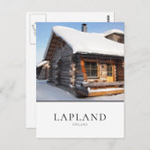 Snow-covered log cabin Lapland, Finland Postkarte (Vorne/Hinten)