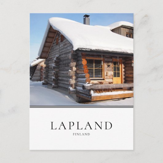 Snow-covered log cabin Lapland, Finland Postkarte (Vorderseite)
