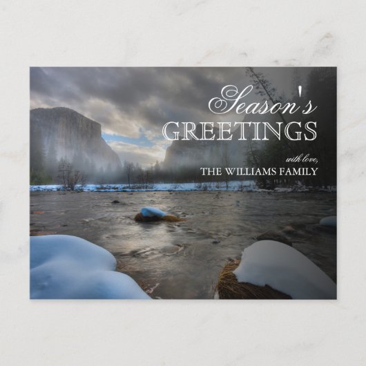 Snow Covered Merced River bei Yosemite Postkarte (Vorderseite)