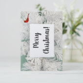 Snow Covered Tree Custom Christmas Card Dankeskarte (Stehend Vorderseite)