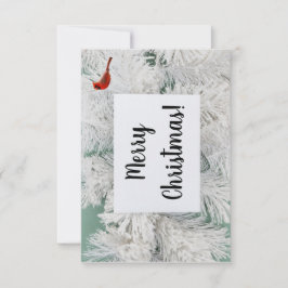 Snow Covered Tree Custom Christmas Card Dankeskarte