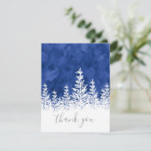 Snow Covered Trees Indigo Watercolor Dankeskarte (Stehend Vorderseite)