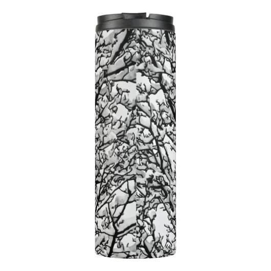 Snow Covered Winter Tree Branches Photo Thermosbecher (Rückseite)