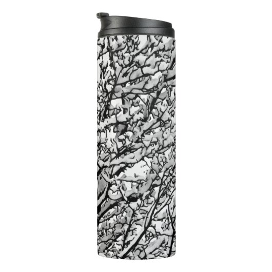 Snow Covered Winter Tree Branches Photo Thermosbecher (Nach rechts gedreht)