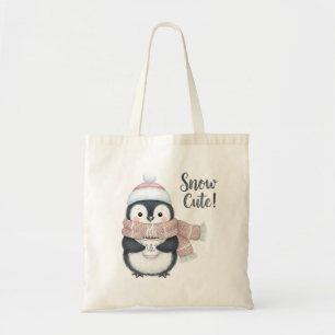 "Snow Cute!" Winterpinguin mit Kakao-Tasse Tragetasche