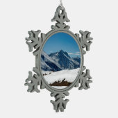 Snow Davos Switzerland Holiday Card Poster Foto B Schneeflocken Zinn-Ornament (Links)