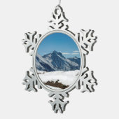 Snow Davos Switzerland Holiday Card Poster Foto B Schneeflocken Zinn-Ornament (Rechts)