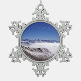 Snow Davos Switzerland Holiday Card Poster Foto B Schneeflocken Zinn-Ornament