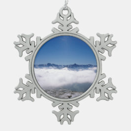 Snow Davos Switzerland Holiday Card Poster Foto B Schneeflocken Zinn-Ornament