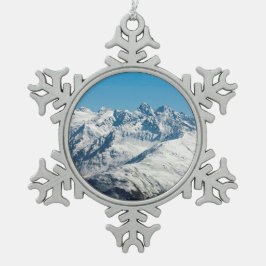 Snow Davos Switzerland Holiday Card Poster Foto B Schneeflocken Zinn-Ornament