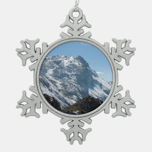 Snow Davos Switzerland Holiday Card Poster Foto B Schneeflocken Zinn-Ornament
