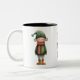 Snow Day Boy – Personalised Christmas Zweifarbige Tasse
