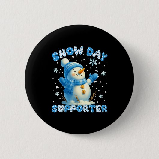 Snow Day Suprter Cute Snowman Snowflake Christmas Button (Vorderseite)
