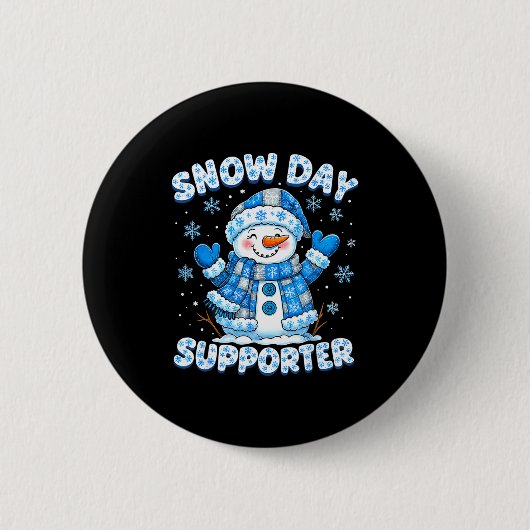 Snow Day Suprter Cute Snowman Snowflake Christmas  Button (Vorderseite)