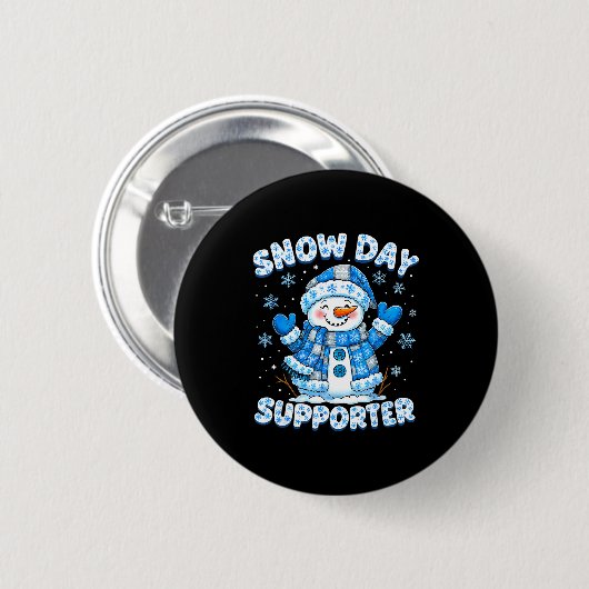 Snow Day Suprter Cute Snowman Snowflake Christmas Button (Vorne & Hinten)
