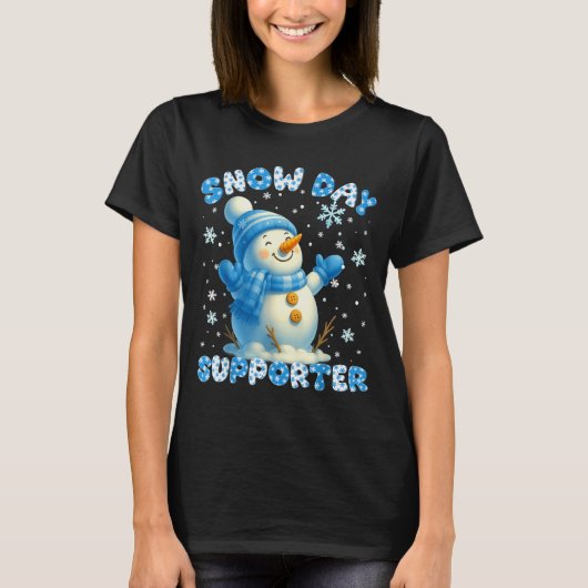 Snow Day Suprter Cute Snowman Snowflake Christmas T-Shirt (Vorderseite)