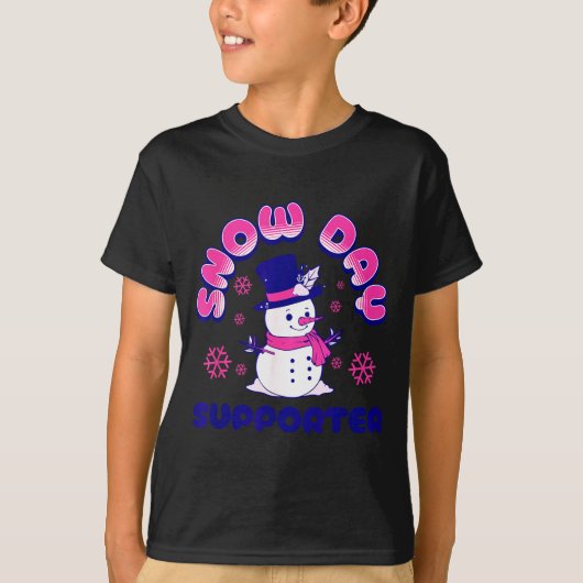 Snow Day Suprter, Funny Teacher Snowman Christmas T-Shirt (Vorderseite)