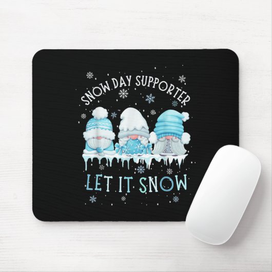 Snow Day Suprter Let It Snow Cute Blue Gnome Xmas Mousepad (Mit Mouse)