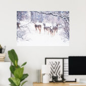 Snow Deer in Texas Art Poster (Heimbüro)