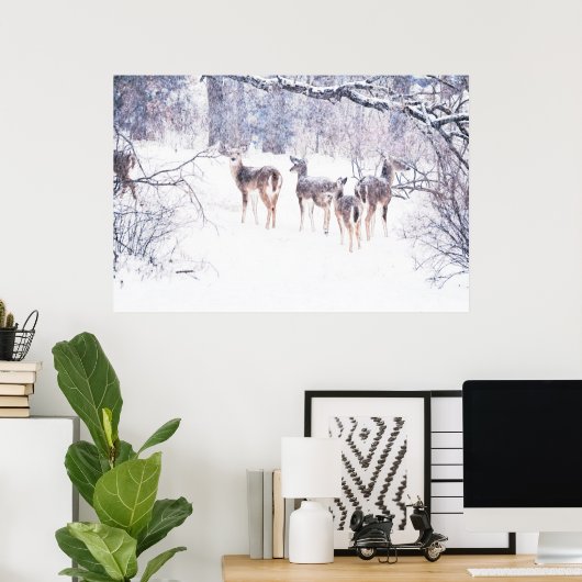 Snow Deer in Texas Art Poster (Heimbüro)