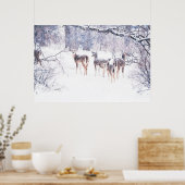 Snow Deer in Texas Art Poster (Küche)