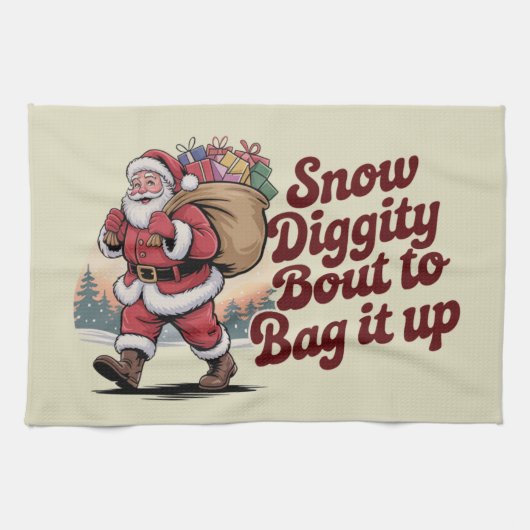 Snow Diggity Bout zum Bag It Up 90s Christmas Retr Geschirrtuch (Horizontal)
