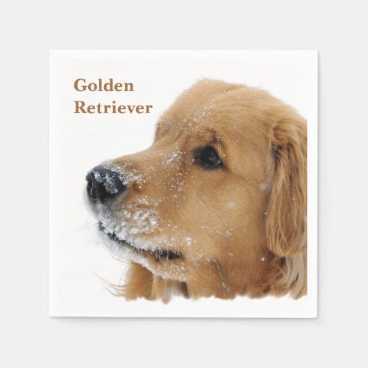 Snow Dog Golden Retriever Serviette (Vorderseite)