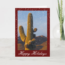 Snow Dust Saguaro Cactus Customizable Holiday Card Feiertagskarte