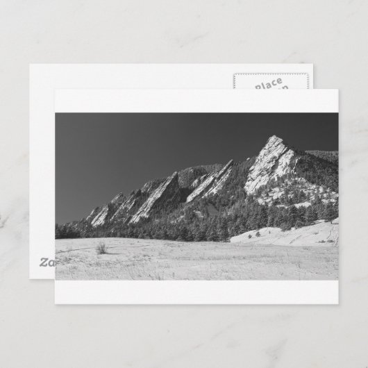 Snow Dusted Flatirons Boulder CO Panorama BW Postkarte (Vorne/Hinten)