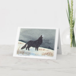 Snow Dusted Wolf Inside Painting Feiertagskarte