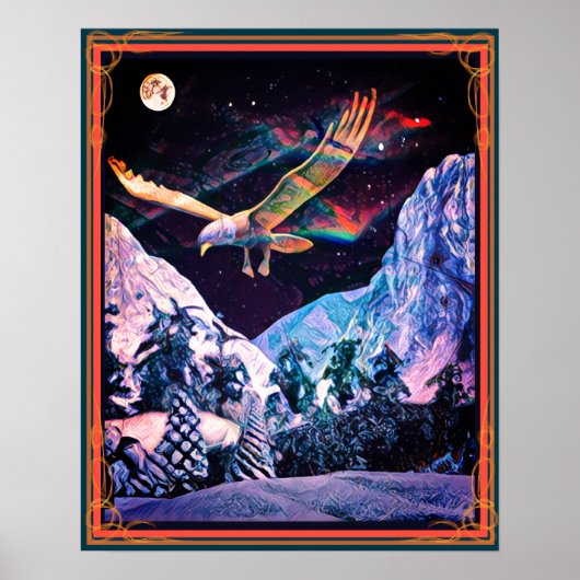 Snow Eagle Full Moon Poster (Vorne)