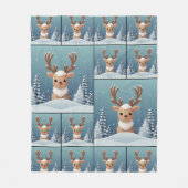 Snow Elk Niedlich Kawaii Brown Muster Fleecedecke (Vorderseite)