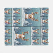 Snow Elk Niedlich Kawaii Brown Muster Fleecedecke (Vorderseite (Horizontal))