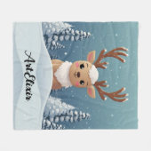 Snow Elk Niedlich Kawaii Brown Print Fleecedecke (Vorderseite (Horizontal))