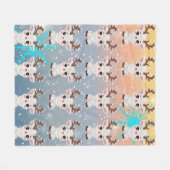 Snow Elk Niedlich Kawaii Muster Fleecedecke (Vorderseite (Horizontal))
