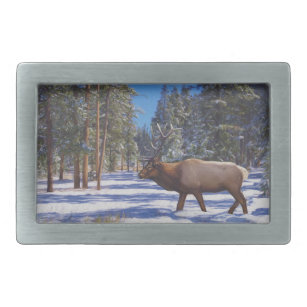 Snow Elk Rechteckige Gürtelschnalle