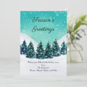 Snow Evergreen Trees Holiday Season's Greetings (Stehend Vorderseite)