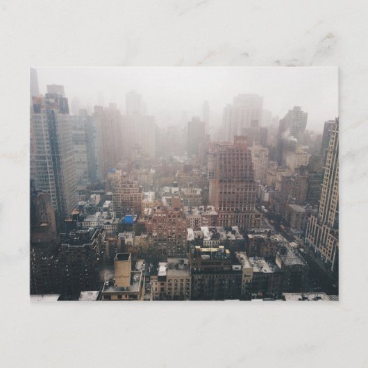 Snow Fall NYC Wolkenkratzer Vintag Style Foto Postkarte (Vorderseite)