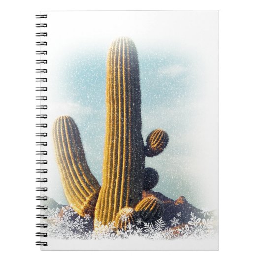 Snow Falling auf Saguaro Notizblock (Vorderseite)