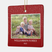 Snow Family Foto Keepake Red Christmas Keramikornament (Links)
